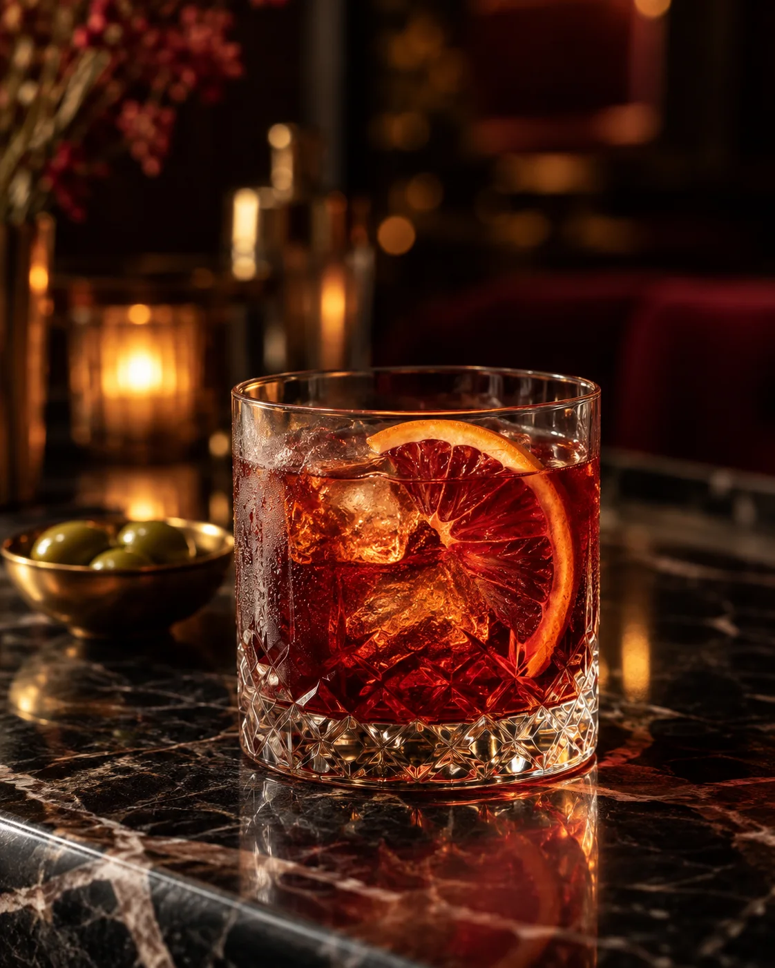 Blood orange aperitivo at the bar