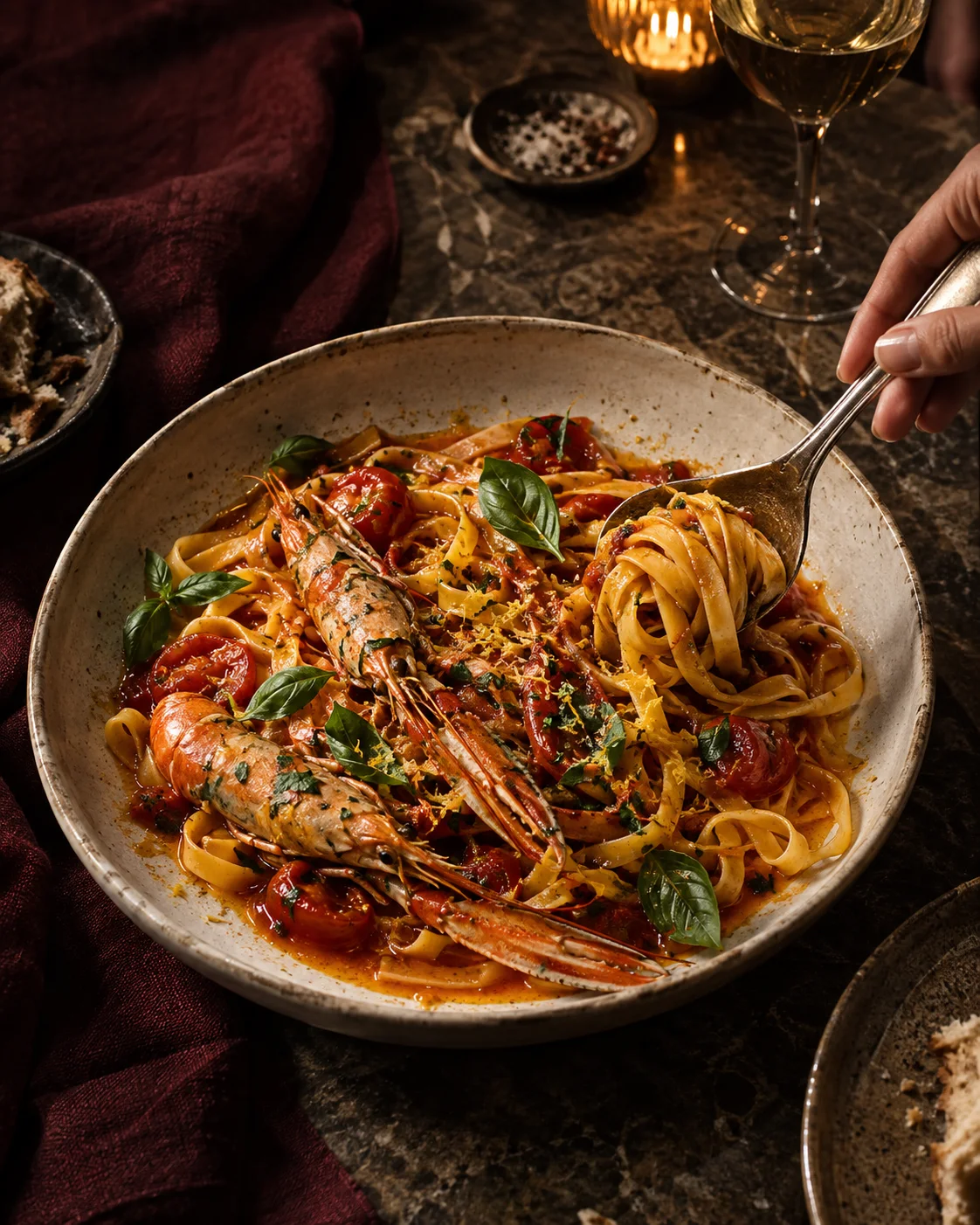 Langoustine & tomato pasta